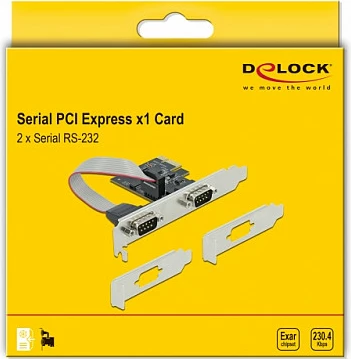 Kartë PCIe DeLOCK për 2x Serial RS-232, PCIe 2.0