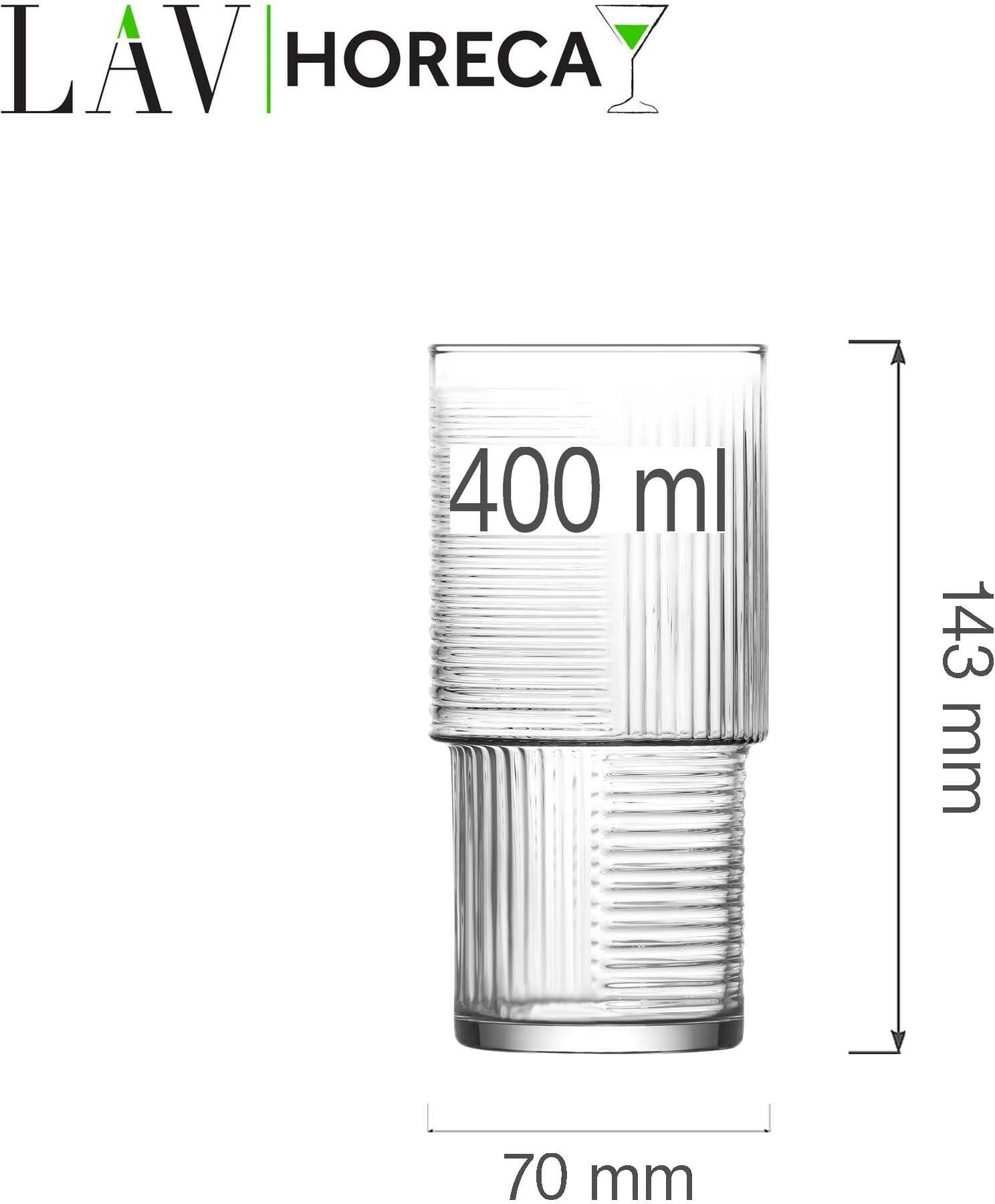 Gotë long drink LAV Istanbul 400 ml transparente, set 12 copë