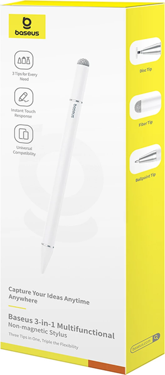 Stylus Baseus Smooth Writing III 3in1, për smartphone/tablet/laptop, i bardhë
