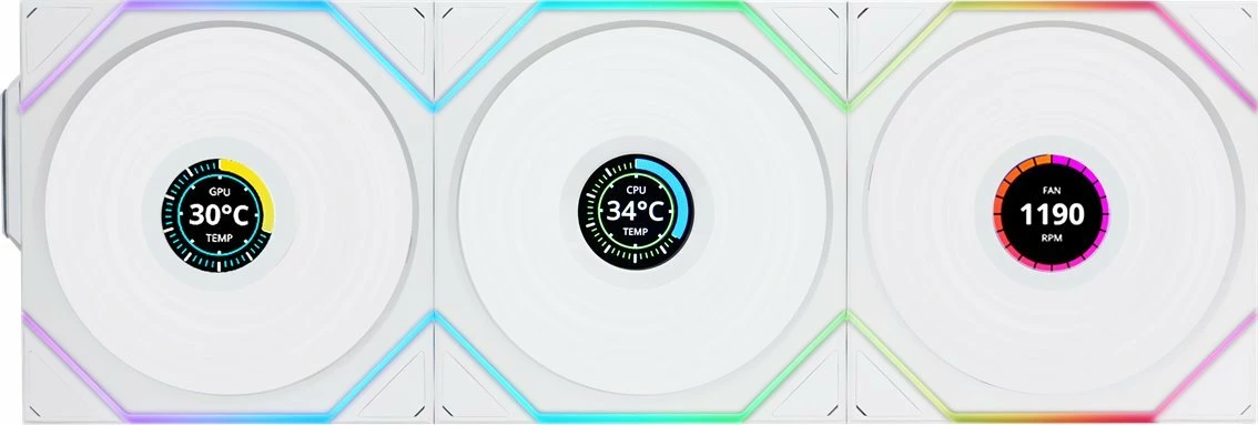 Ventilatorë PC Lian Li UNI FAN TL Wireless LCD 120 Reverse Blade 3-pack, i bardhë