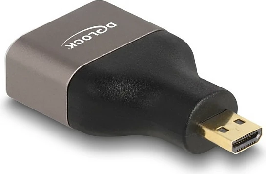 Adaptor HDMI DeLOCK Micro-D (male) në HDMI A (female), 8K 60 Hz, metal, gri