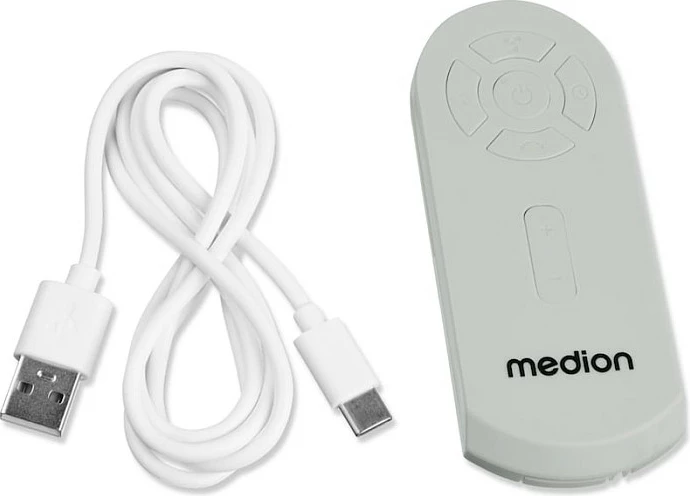Ventilator kampingu Medion LIFE E10 TF (MD 12065), bateri 10000 mAh, LED, me telekomandë, gri/bardhë