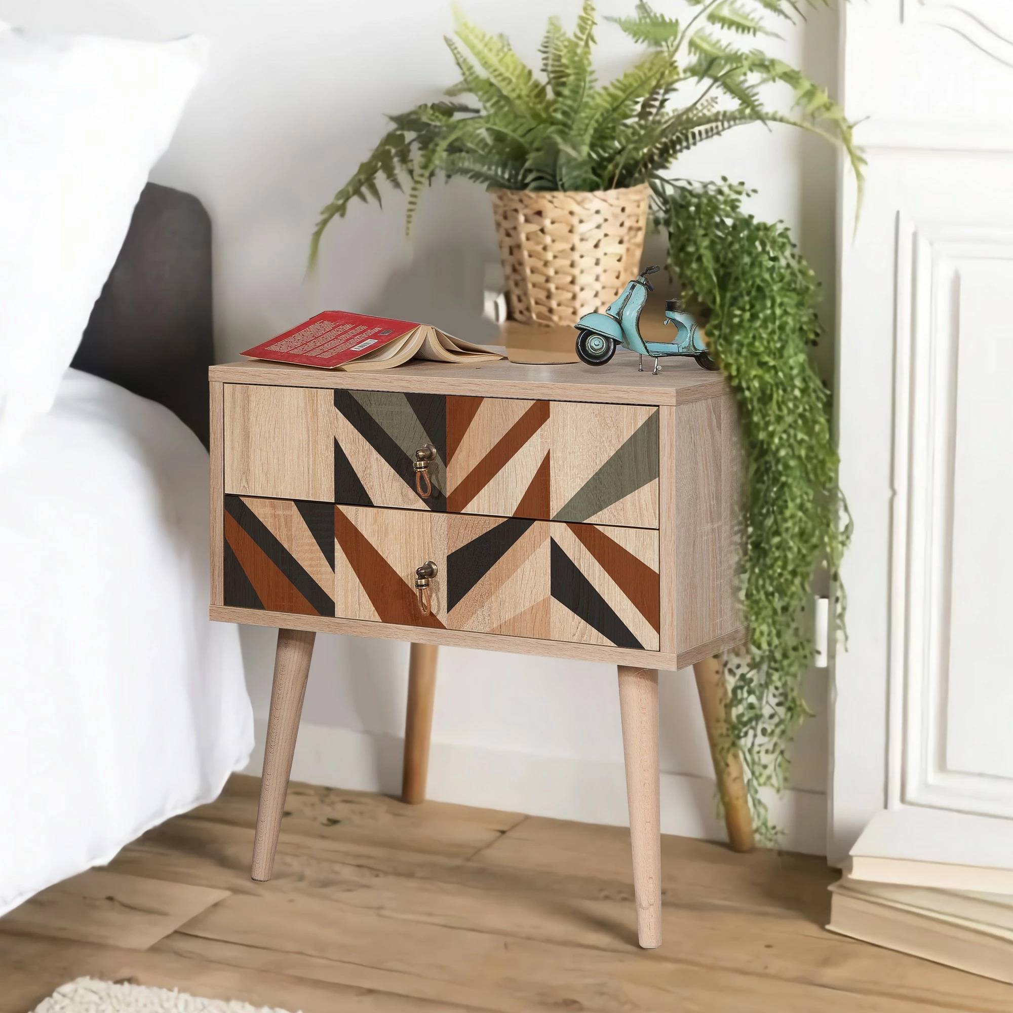 Komodinë natës Hanah Home, City Triangle, shumëngjyrëshe