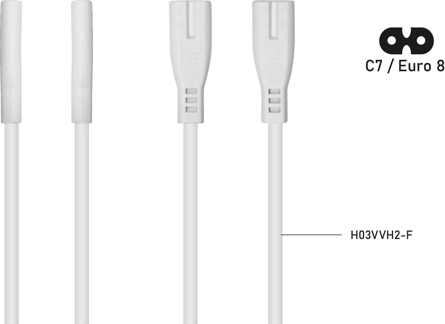 Kabllo rryme zgjatëse Kabelmeister C8 në C7, 2m, e bardhë