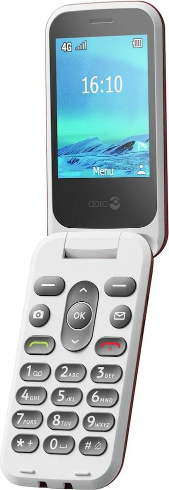 Celular Doro 2820, Clamshell, Single SIM, 2.8", Bluetooth, 1000 mAh, Kuq, Bardhë