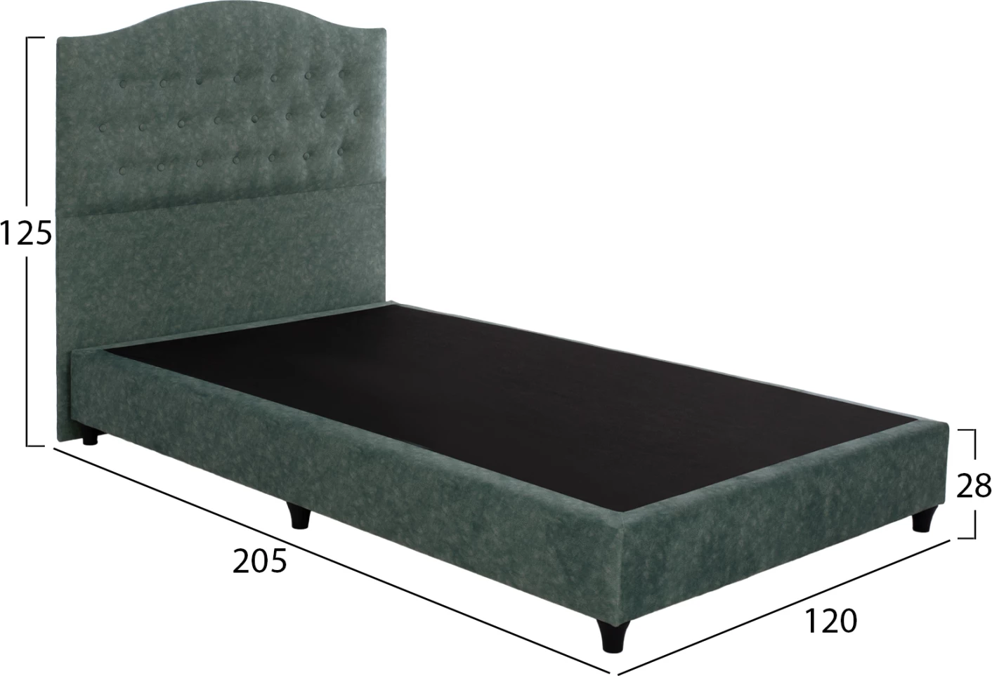 Krevat MALENA FH647.27, pëlhurë tip NUBUCK, jeshile, 120x200cm