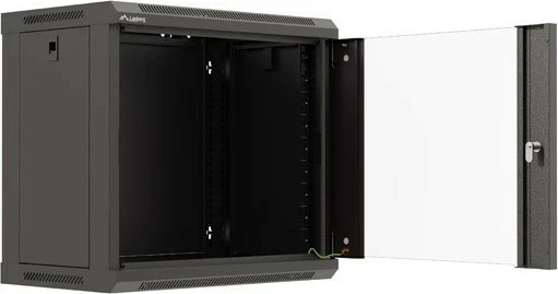 Kabinet rack LANBERG 19" 9U 540x350, derë xhami, i zi