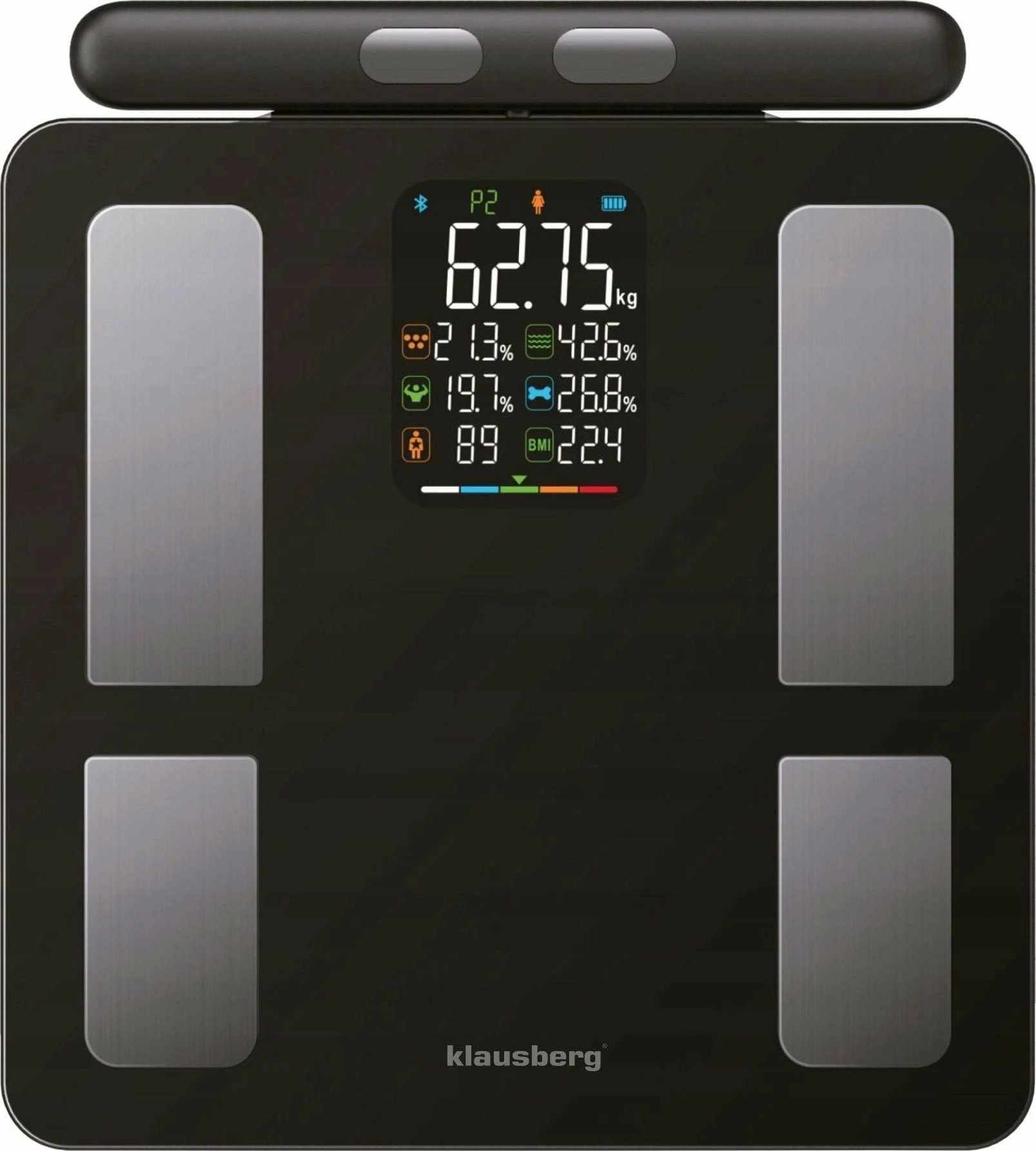 Peshore banjoje elektronike Klausberg KB-7856 180 kg me Bluetooth dhe aplikacion, e zezë