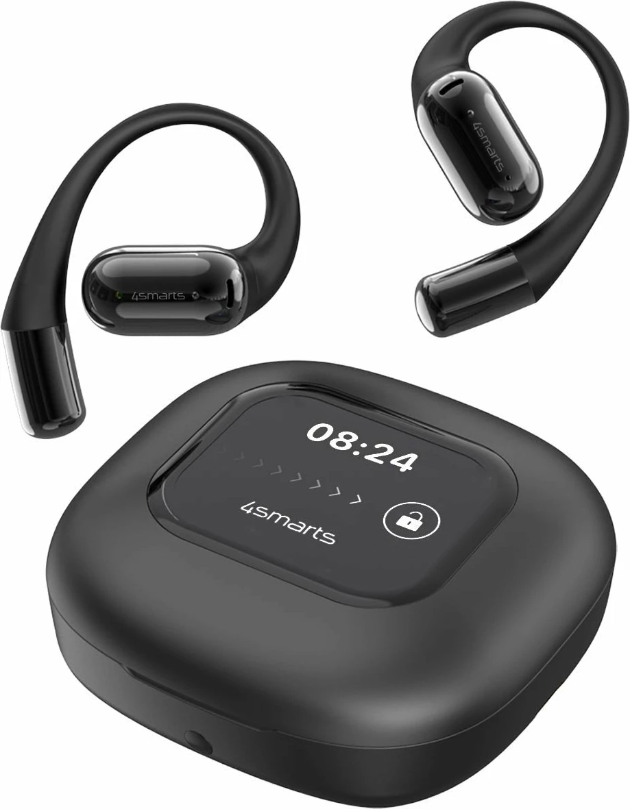Kufje 4smarts SkyBuds AI Screen, Open-Ear True Wireless, Bluetooth 5.4, 28h, të zeza
