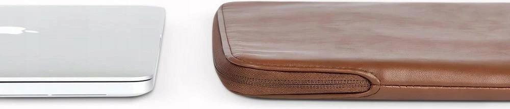 Mbështjellës për laptop Tech-Protect Fleece Case 16\", me zinxhir, lëkurë artificiale, kafe