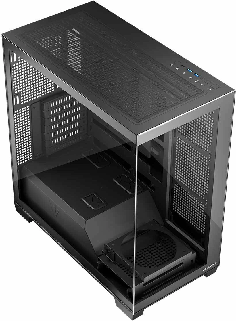 Kasë Modecom Volcano Stellar NF (AT-STELLAR-NF-0000-10) Midi Tower ATX/mATX, USB-C, tempered glass, pa ventilatorë, e zezë