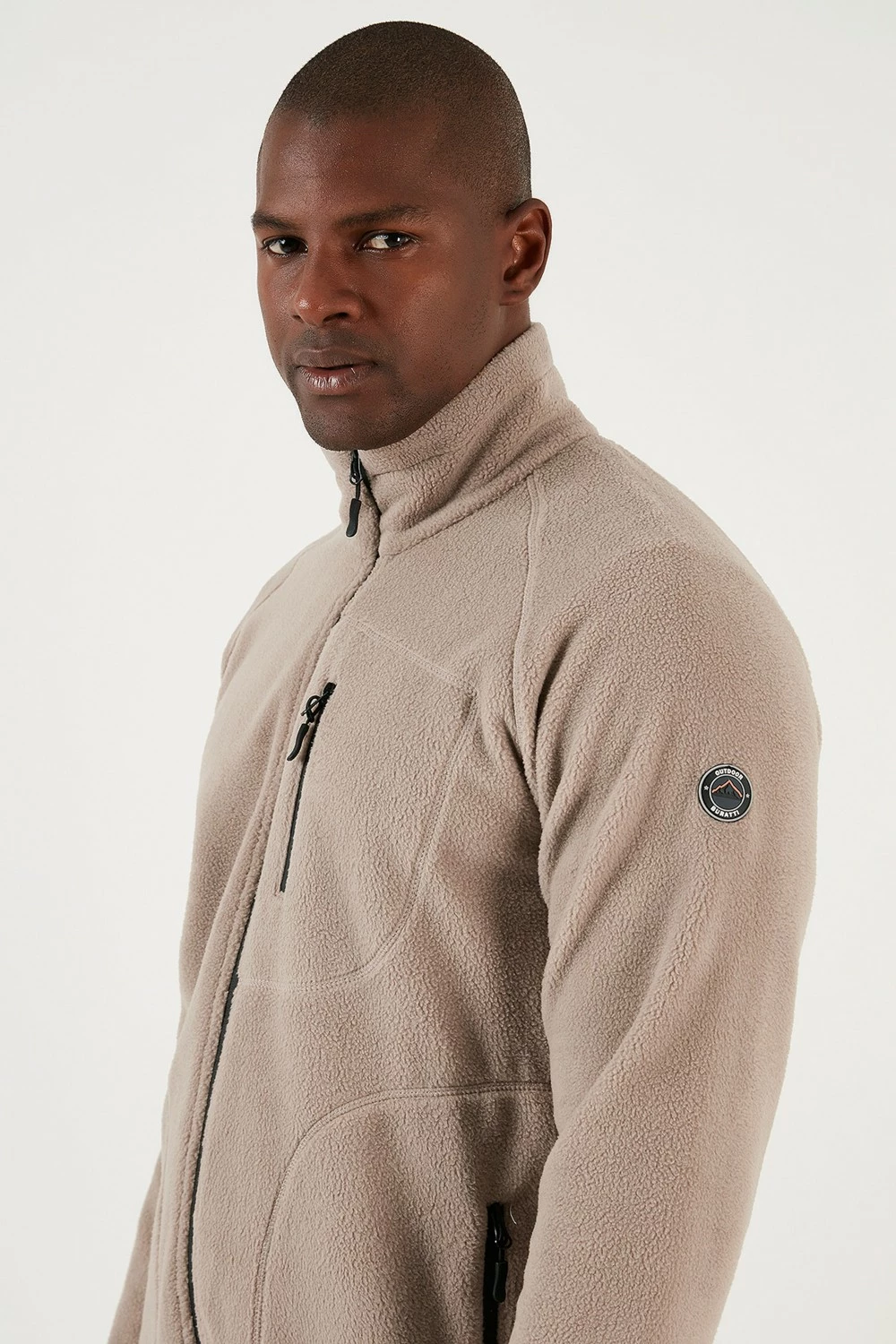 Xhemper për meshkuj Buratti, Fleece Cardigan, ngjyrë bezhë