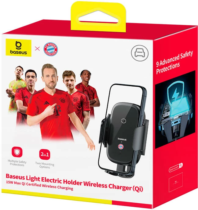 Mbajtës telefoni për veturë Baseus Bayern Edition me karikues wireless 15W, i zi