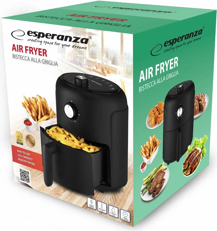 Fritezë pa vaj Esperanza Bistecca Alla Griglia EKA001 2.6L 1000W e zezë