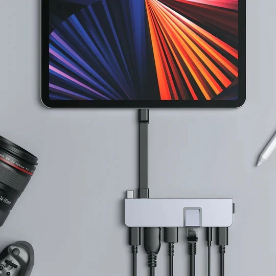 Stacion dokimi Targus HyperDrive Dual USB-C TB, 7 porte, 6K Ultra HD, gri