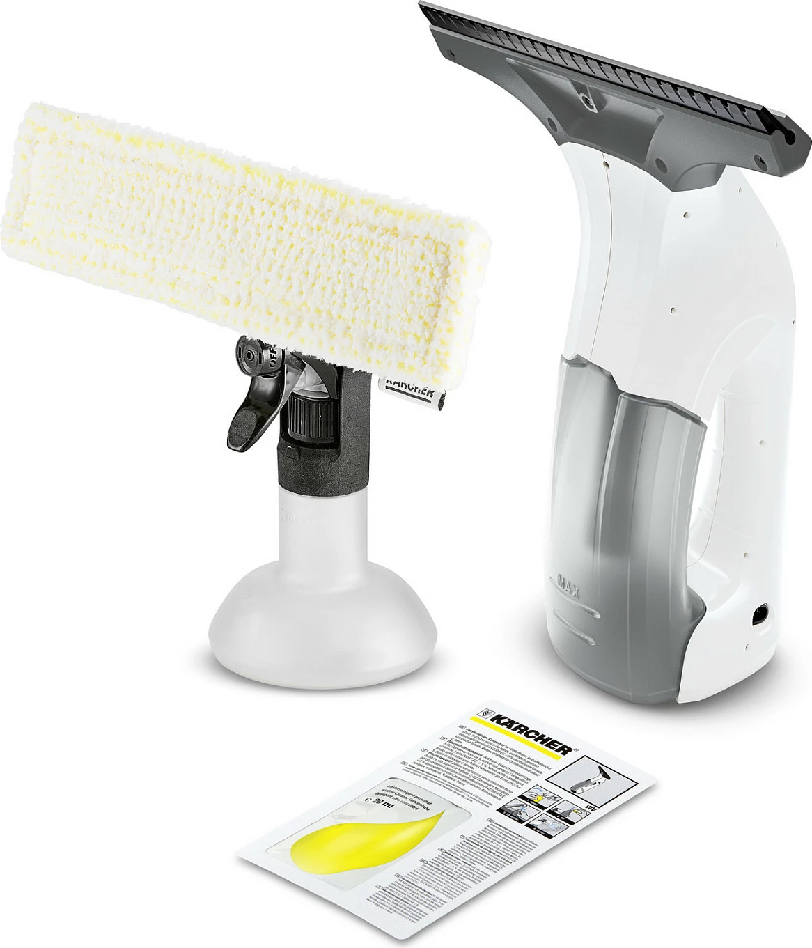 Pastrues xhamash Kärcher WV 1 Plus, bateri Li-Ion, 28 cm, 0.1 L, bardhë/zi