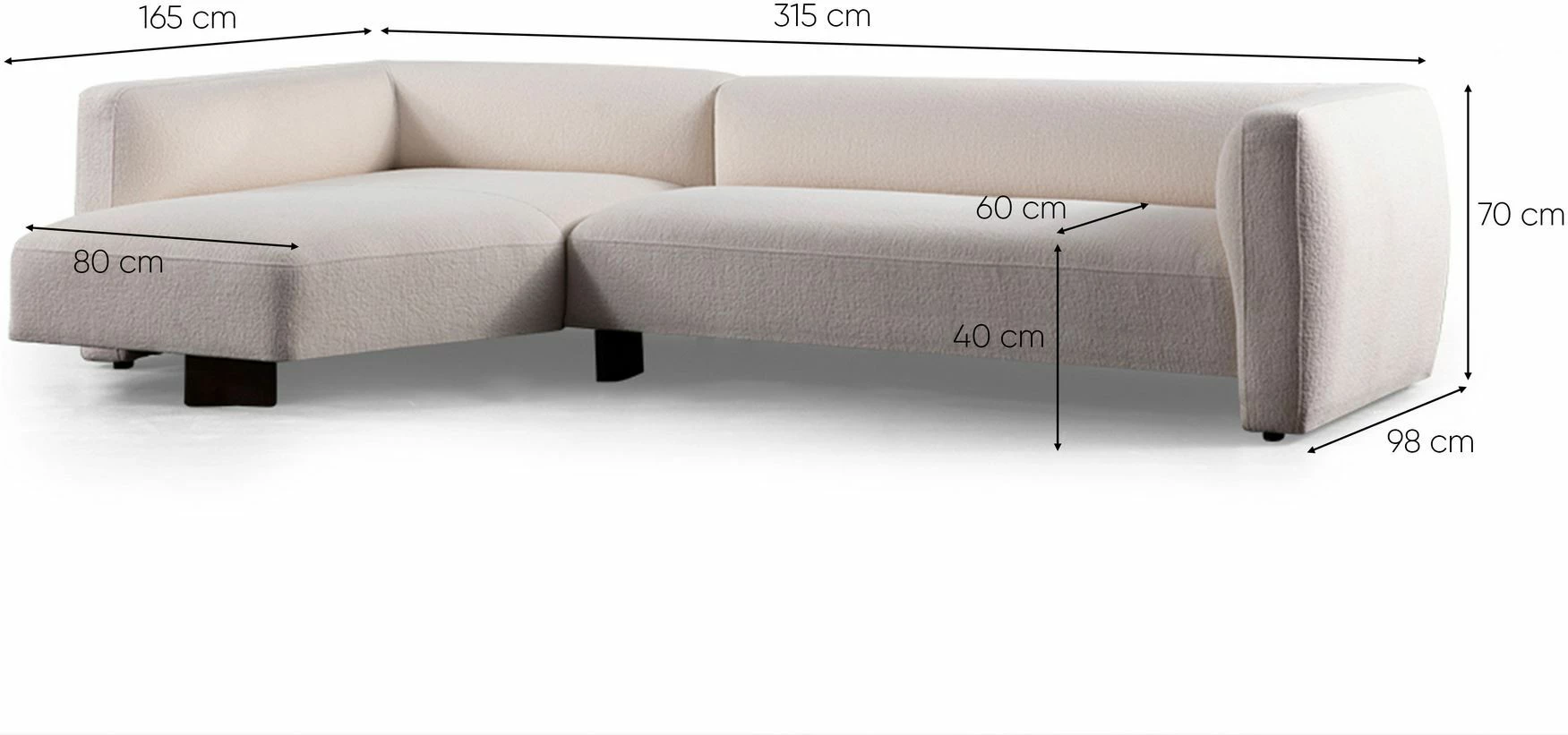Këndore Rena, e bardhë, Atelier del Sofa, kënd i majtë