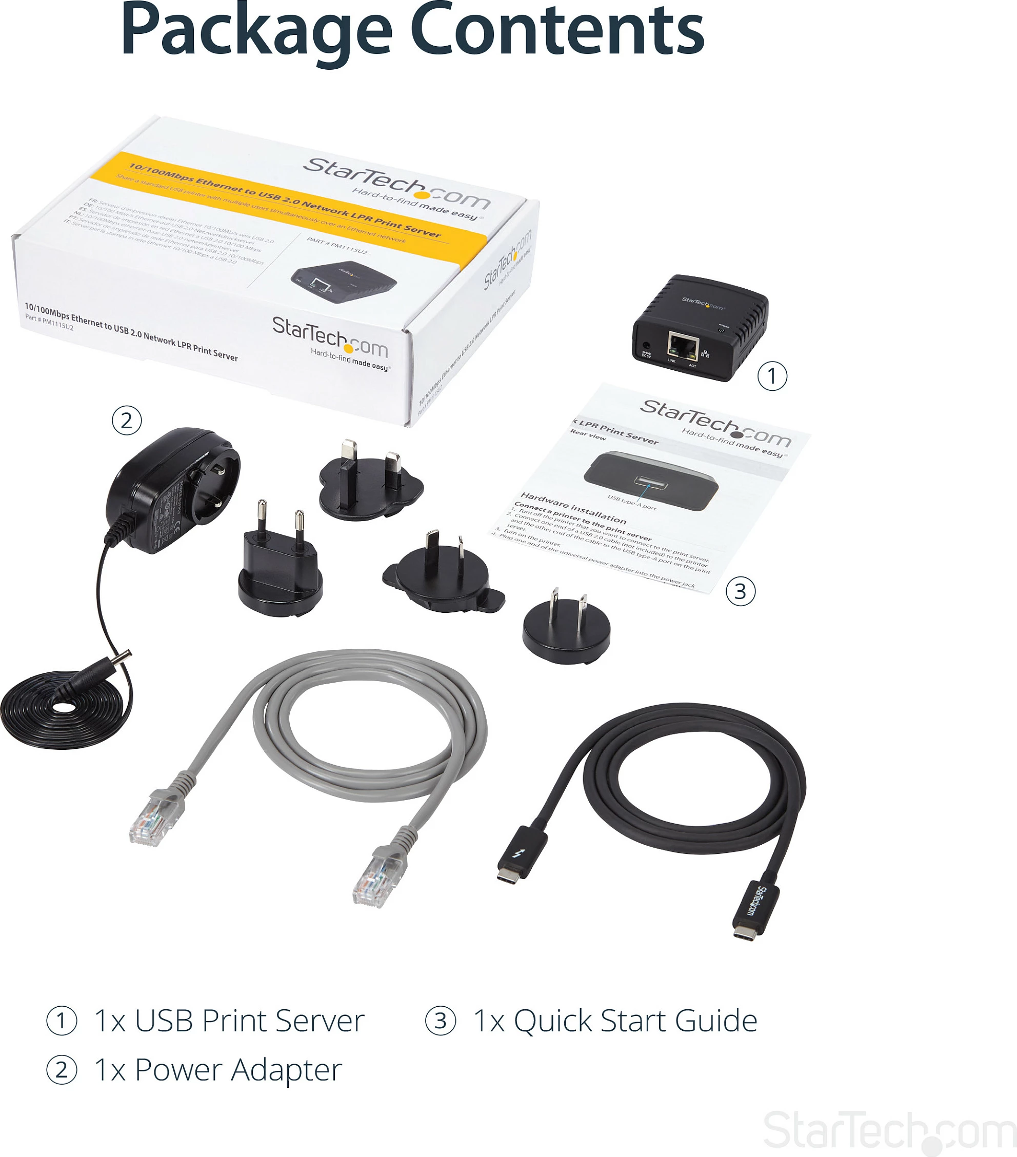 Server printimi USB StarTech LPR 10/100Mbps, Ethernet RJ-45, i zi
