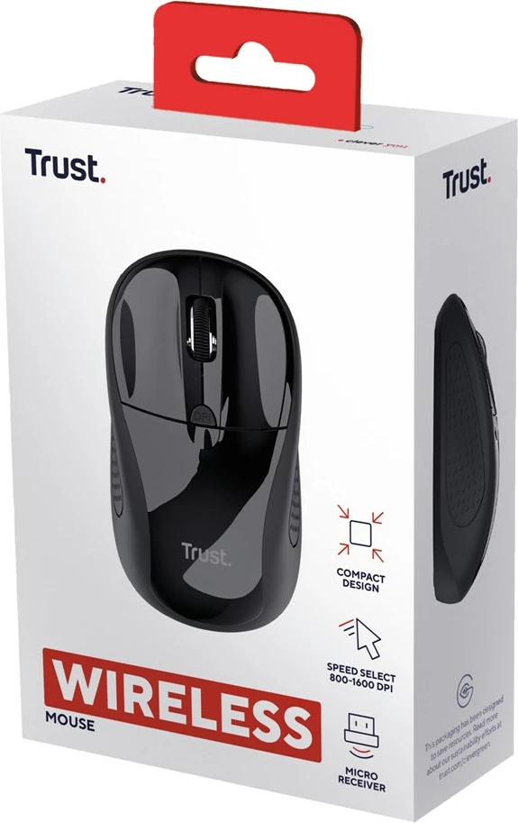 Maus Trust 24658, RF Wireless, Optical, 1600 DPI, i zi
