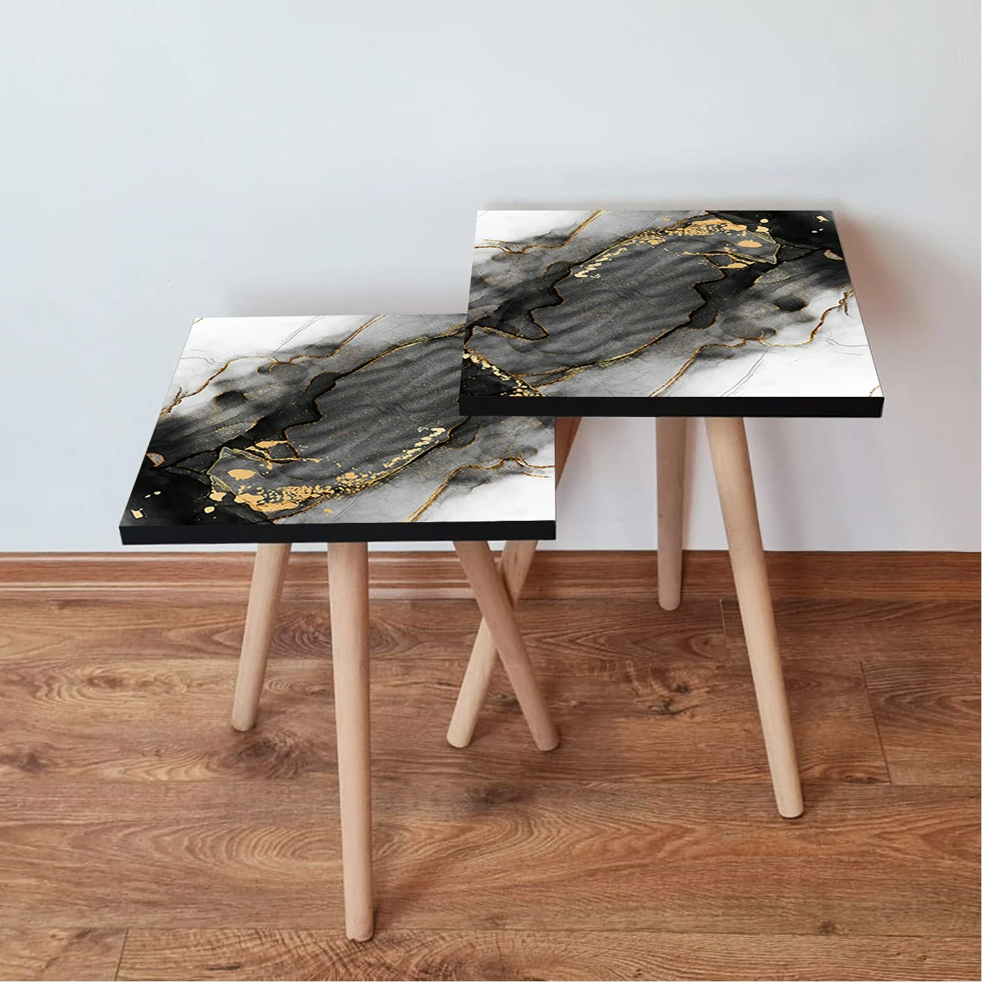 Set tavolinash ndihmëse, 2 copë, Skye Decor, 2Shp391, ngjyrë e zezë