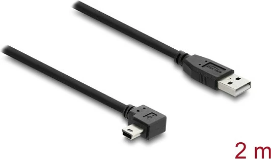 Kabllo USB DeLOCK USB 2.0 Type-A në Mini-USB B këndore, 2 m, e zezë