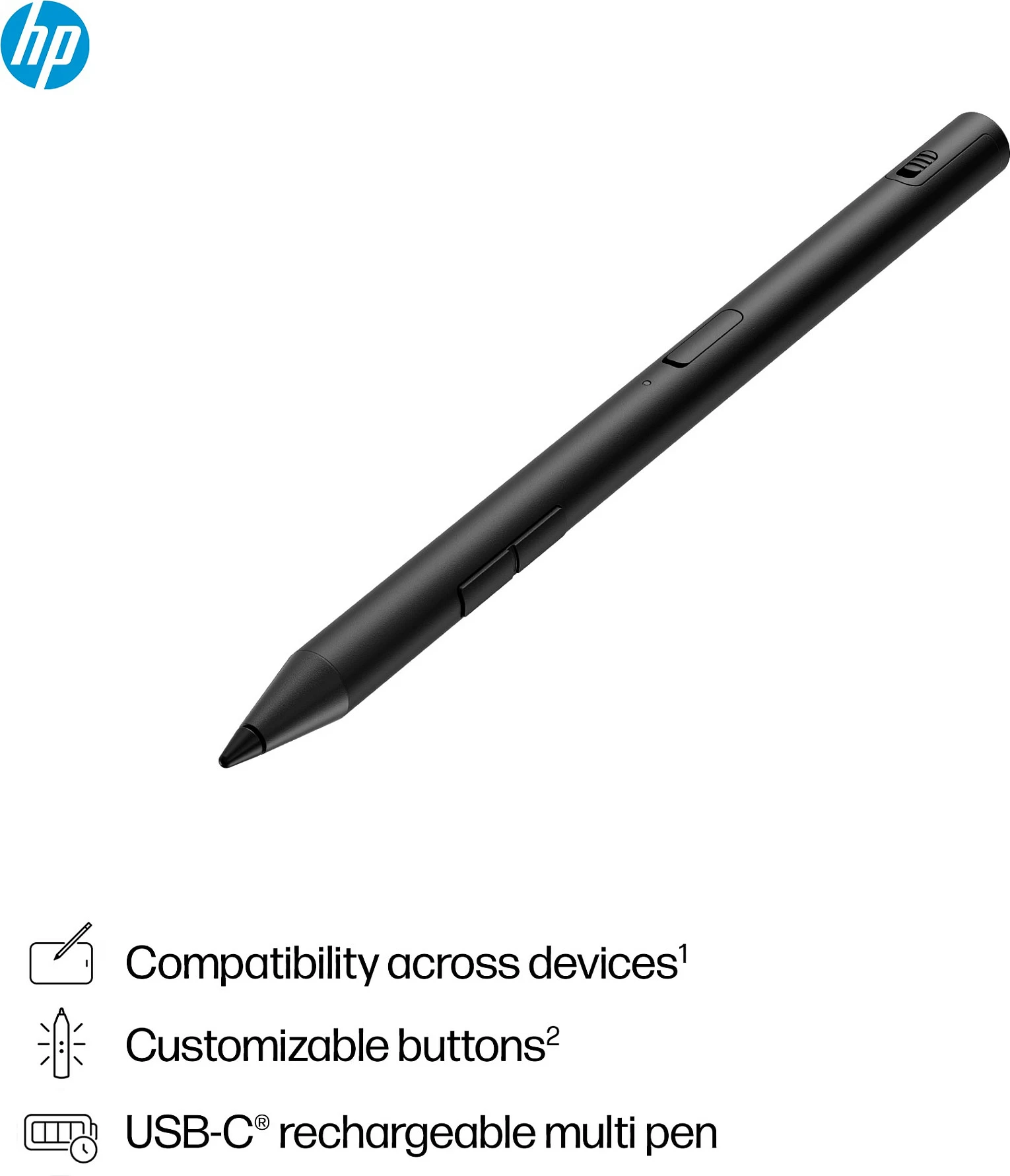 Stilolaps digjital HP 705 Rechargeable Multi Pen, Li-Ion i integrum, për laptop, i zi