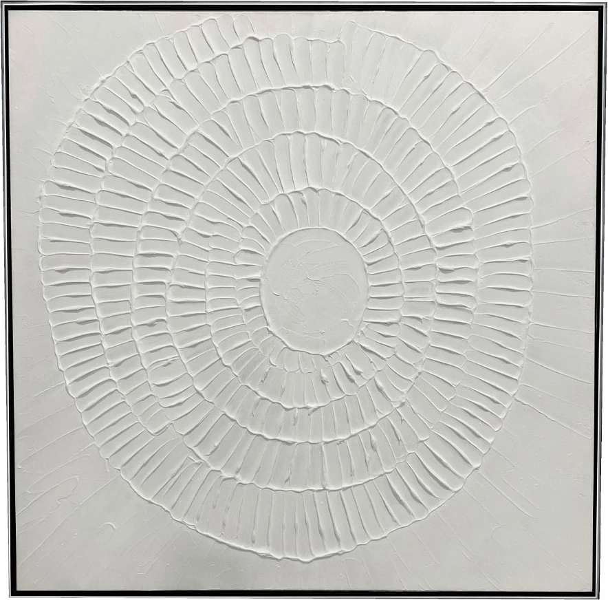 Pikturë dekorative White Fingerprints, kornizë argjendi, 80x80x4cm