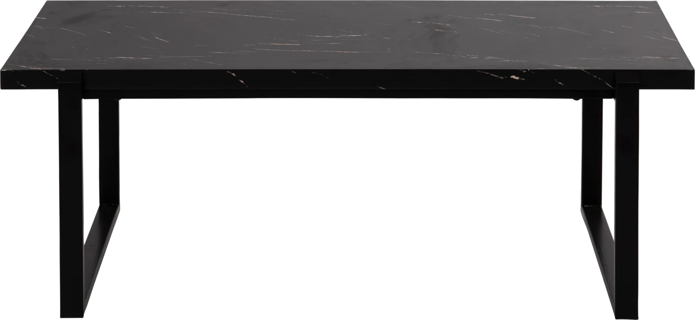 Tavolinë kafeje, FH9585.01, sipërfaqe tavoline MDF, ngjyrë mermeri të zi, bazë metalike e zezë, 120x60x46H cm
