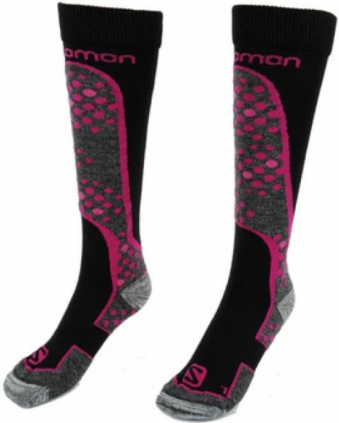 Çorape për skijim dhe snowboard Salomon, për femra, të zeza dhe rozë