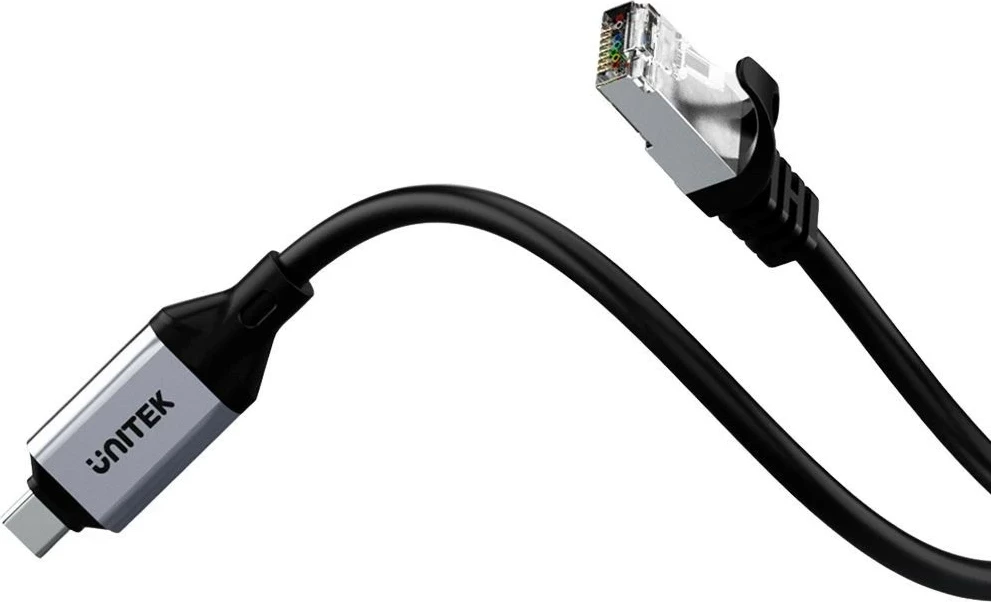 Kabllo Ethernet Unitek USB-C RJ-45 LAN, 3m, ngjyrë zezë-argjendtë