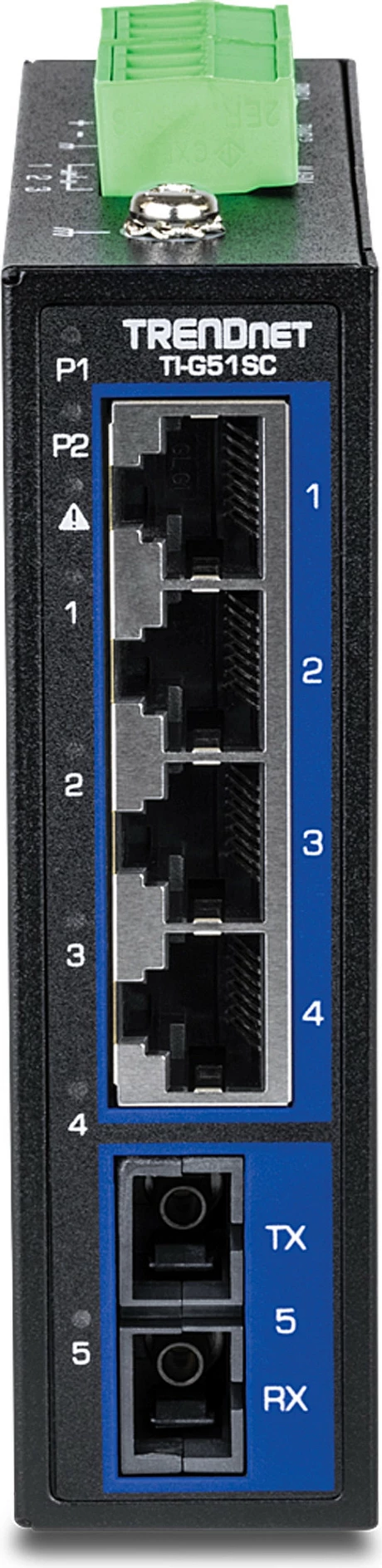 Switch industrial TRENDnet TI-G51SC, 5-port Gigabit, DIN-Rail, fibër MM SC