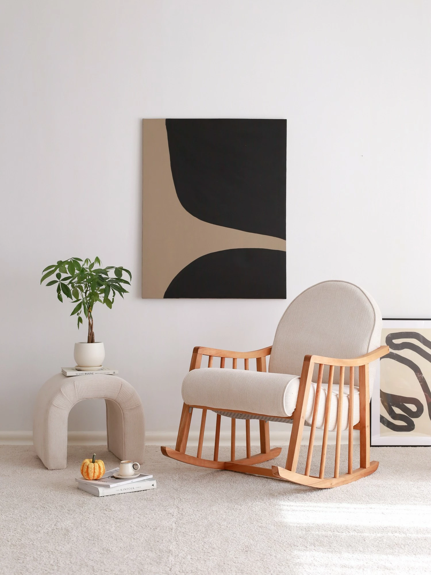 Karrige krahu Klea, kadife korduroj, e bardhë