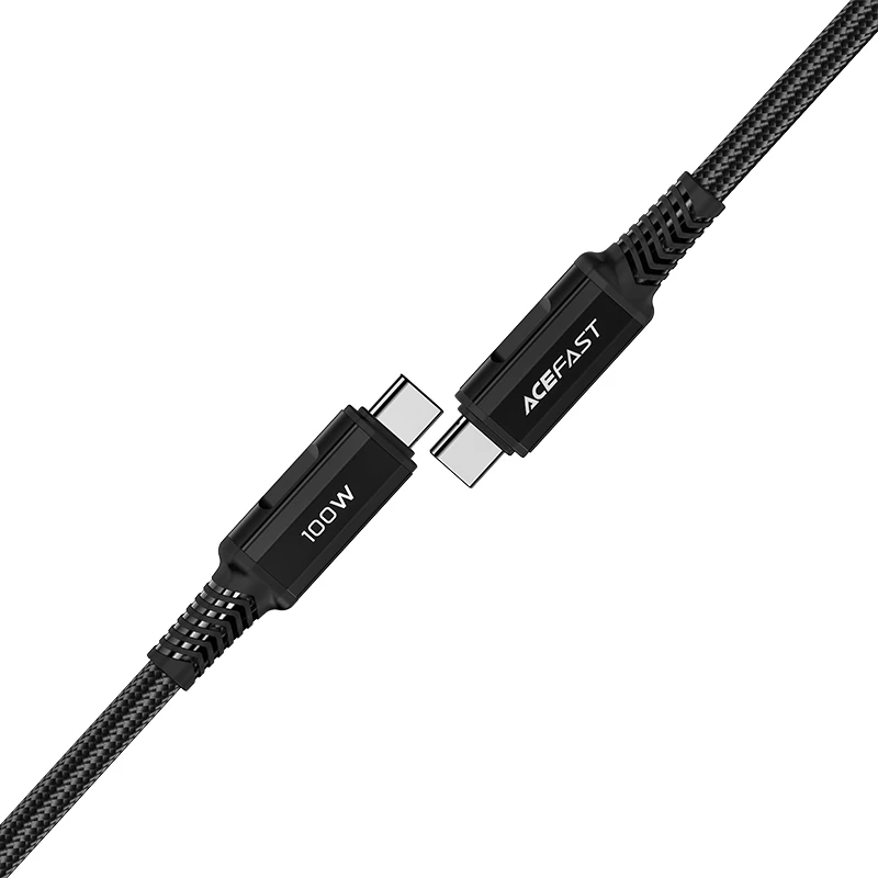 Kabllo USB-C në USB-C, Acefast C4-03, 2 m, 100W 5A, 480 Mb/s, PD QC, e zezë