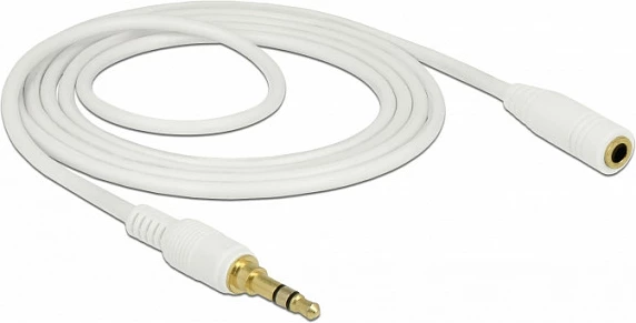 Kabllo zgjatëse AUX DeLOCK 85579, 3.5mm mashkull në 3.5mm femër, 2 m, e bardhë