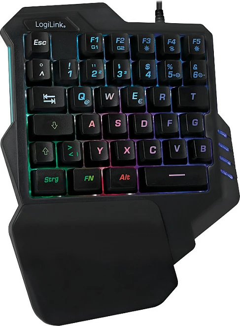 Tastierë gaming njëdorëshe LogiLink, e ndriçuar RGB, e zezë