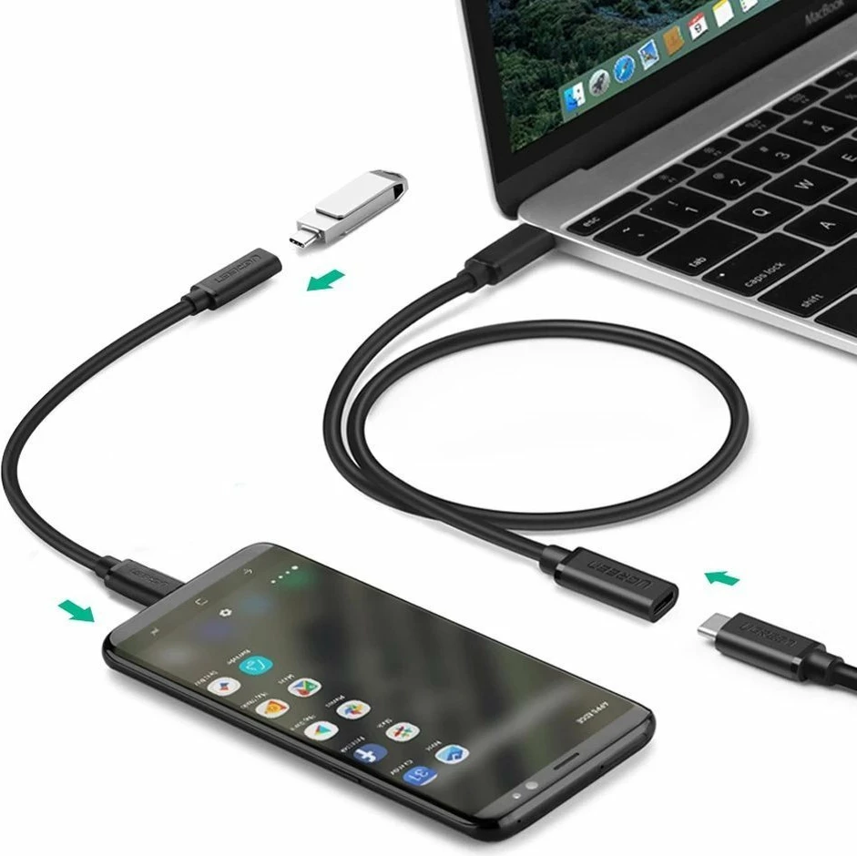 Kabllo zgjatues USB-C Ugreen 40574, 0.5m, E zezë