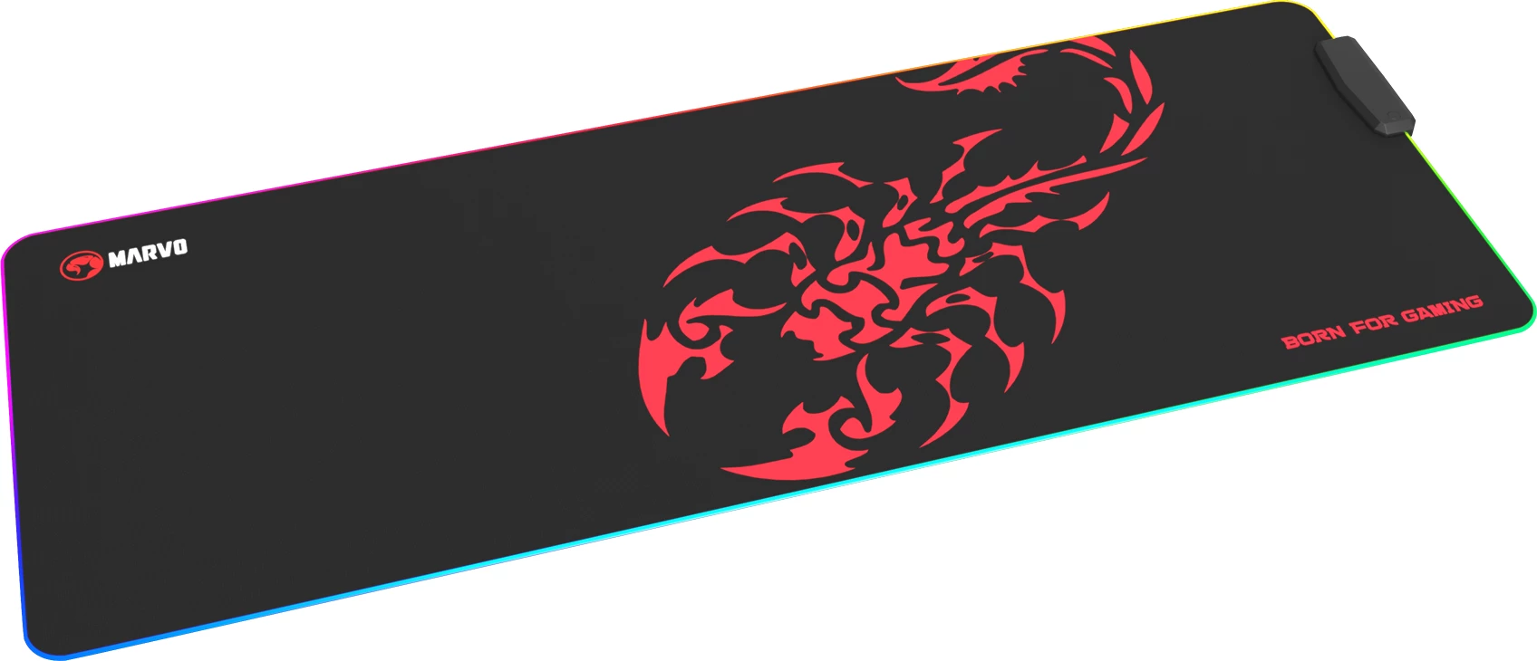 Mauspad gaming Marvo MG011 RGB, XL 800 x 300 mm, me USB Hub 4-port, e zezë