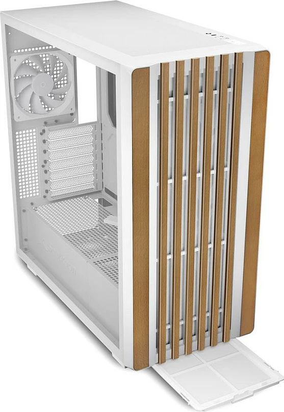 Kasë SHARKOON Rebel C70G RGB, Full Tower ATX, xham i temperuar, 3x120mm fan, White/Wood