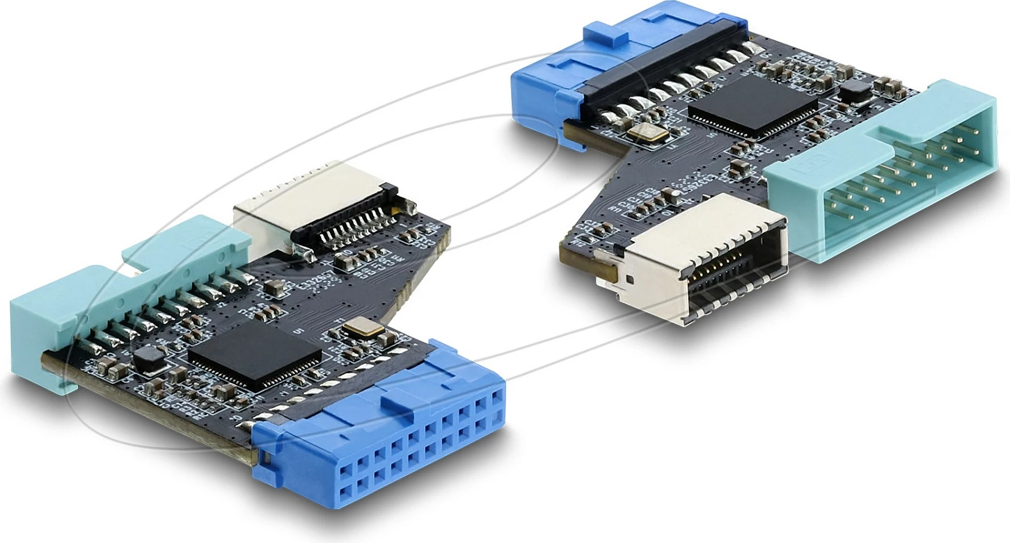 Hub/Adapter i brendshëm USB DeLOCK, 20-pin Header në 20-pin + Type‑E Key A, i zi