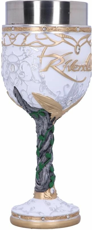 Krigë koleksionuese NEMESIS NOW Lord of the Rings Rivendell, 19.5 cm, rezinë me insert inox, bardhë/ari/jeshile