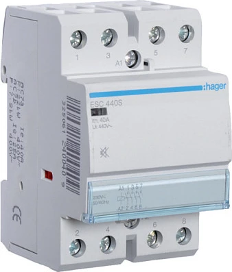 Kontaktor instalimi Hager ESC440S, 40A, 4-pol, spiralë 230V