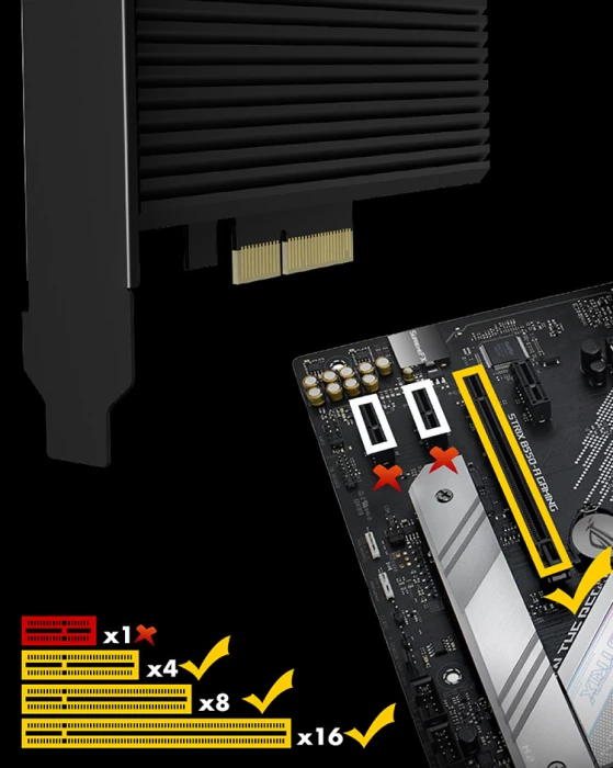 Adapter PCIe për SSD M.2 NVMe ICYBOX IB-PCI208-HS, PCIe 4.0 x4, 1x M.2 (2230-2280), me heatsink, Black, me bracket Full/Low Profile