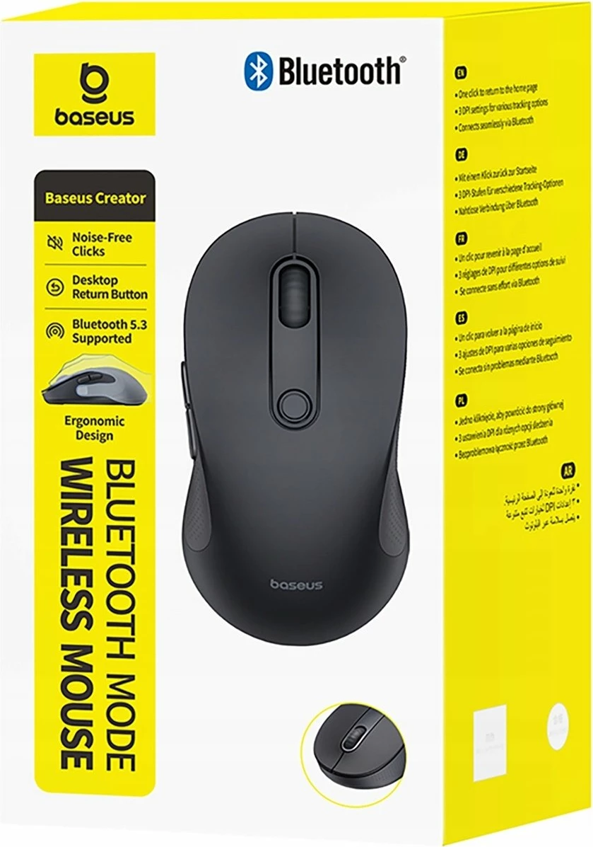 Maus wireless Baseus F02 Bluetooth 5.3, 1000-4000 DPI, 6 butona, i zi