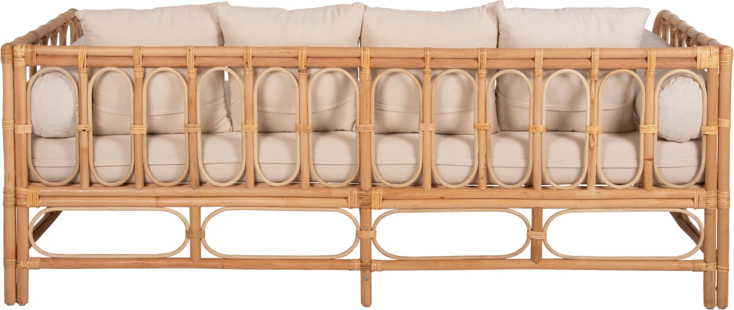 Krevati-divan LIGNANO FH9660 rattan natyral me jastëkë bezhë 200x100x75H cm