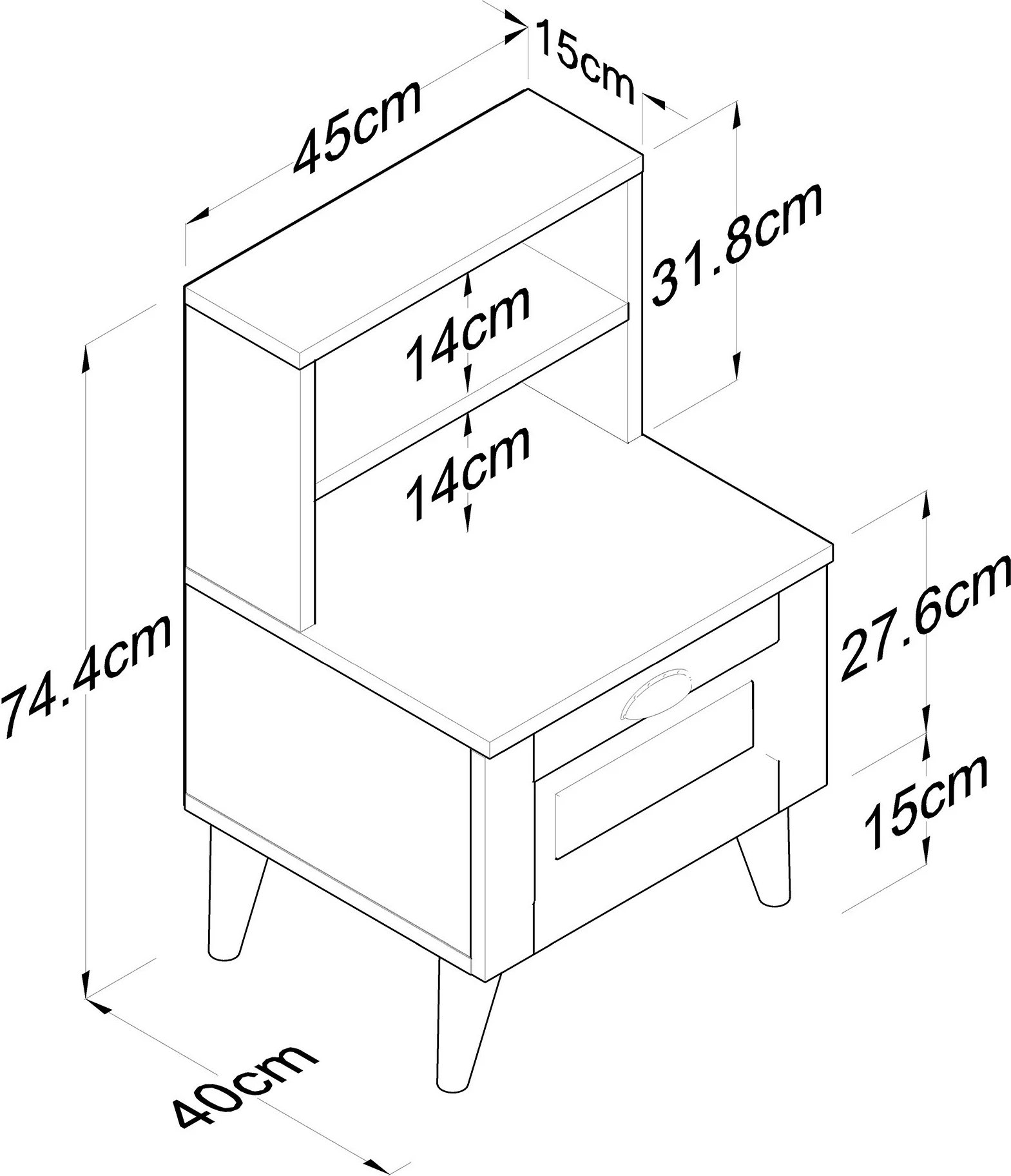 Komodinë natës Hanah Home, BD105 - 2785, e bardhë