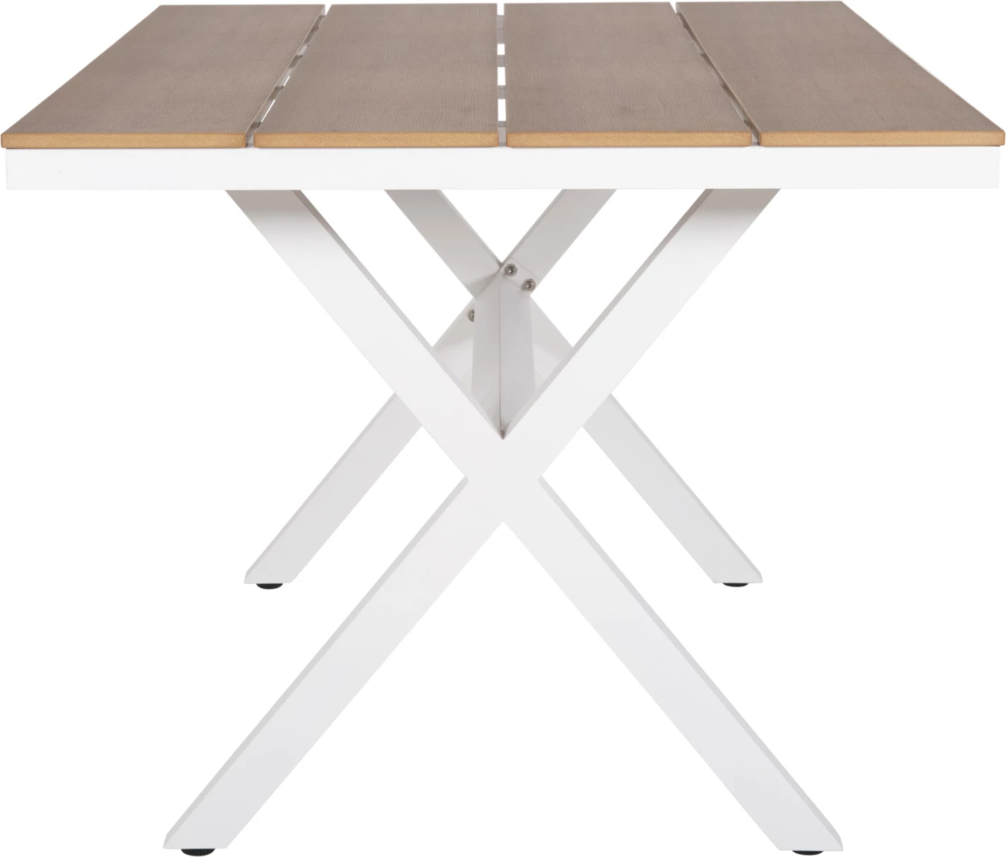 Tavolinë drejtkëndore alumini, TAWNEE, ngjyrë e bardhë, polivud, 150x89.5x73H cm