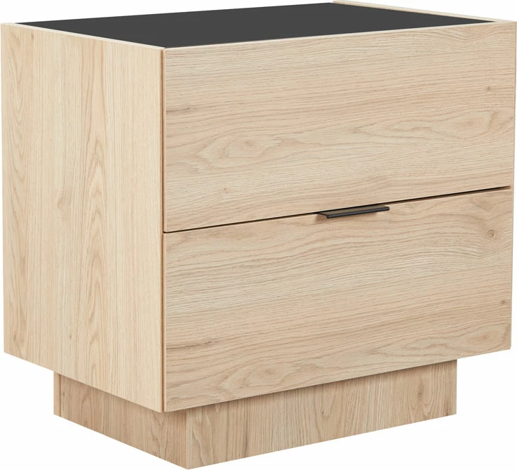 Komodinë Cubius me 2 sirtarë, ngjyrë natyrale, 58x39x54.2cm