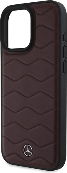 Mbështjellës Mercedes MB Waves për iPhone 16 Pro Max, lëkurë, Kuq