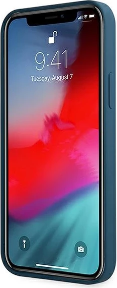 Mbështjellës Guess GUHCP12SLSLMGBL për iPhone 12 mini 5.4", silikon, blu