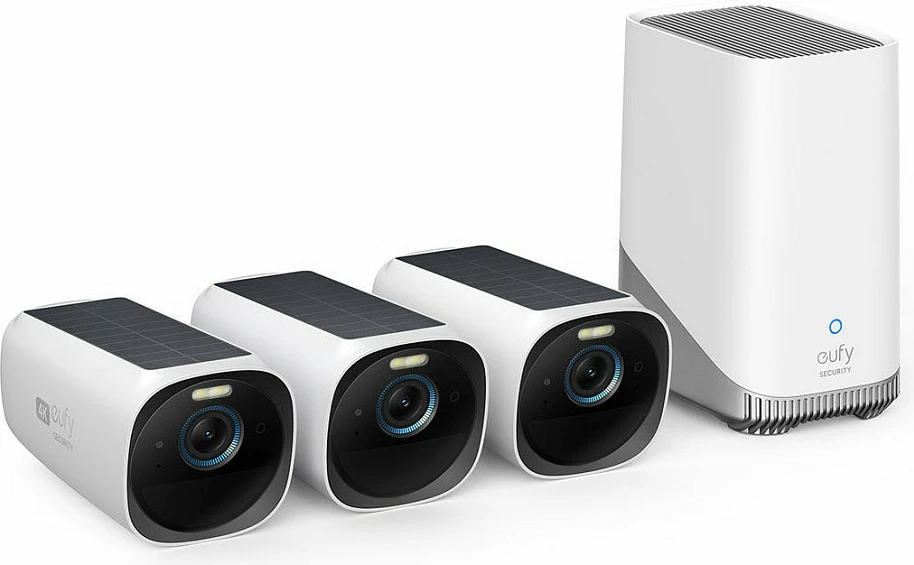 Set kamerash sigurie Anker eufyCam S330 (eufyCam 3), 3 kamera, videoserver, Wi-Fi, bardhë/zezë
